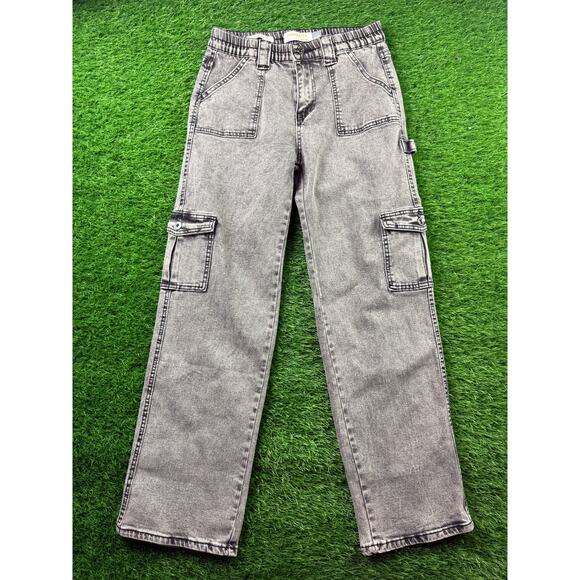 Celebrity Ace Pants - Celebrity Ace 90s Skater Jeans Womens 9/29 Black Wash Cargo High Rise Grunge Y2K